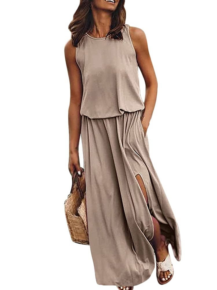 Summer maxi dress without sleeves