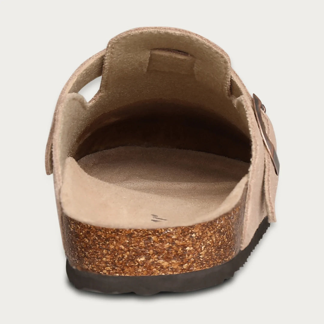 Women's suede sandals with cork sole