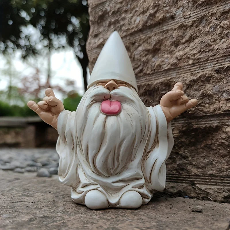 Trollvig Rocka Tuinbeeldje | Rocker Sculptuur met Elektrische Gitaar | Weerbestendig Hars | Buitendecoratie Accent | Tuin Terras Balkon