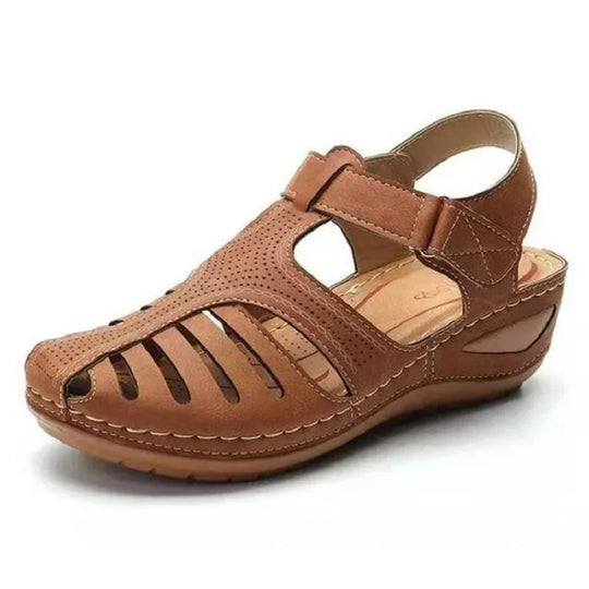 Women's orthopedic sandals with perforated leather