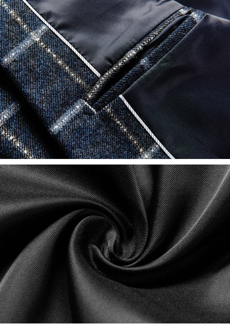 Milano | Elegant Checked Blazer in Dark Blue