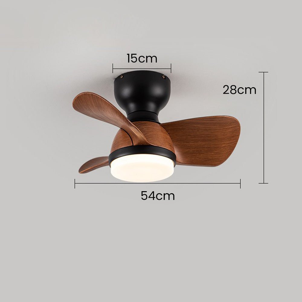 Ceiling Fan with LED Light for Bedroom | Modern Wooden Style Fan Light | 3 Color Temperature | Remote Control | 22" (54cm)