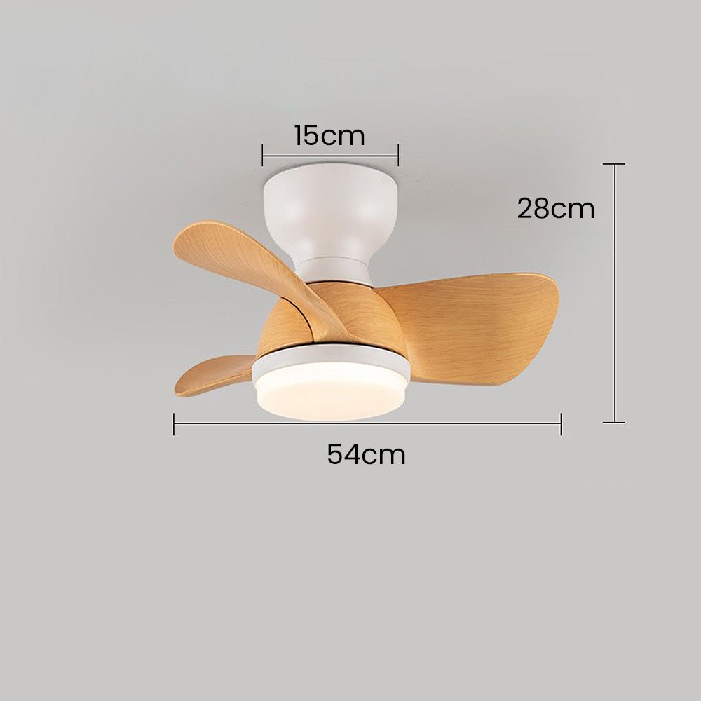 Ceiling Fan with LED Light for Bedroom | Modern Wooden Style Fan Light | 3 Color Temperature | Remote Control | 22" (54cm)