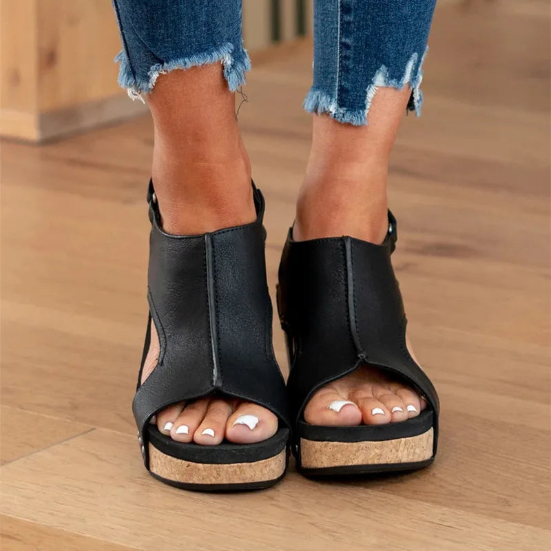 Women's Wedge Sandals with Cutouts