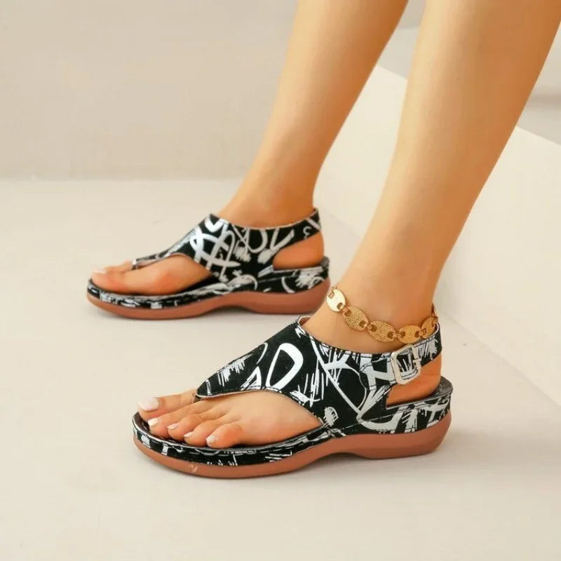Women's Orthopedic Sandals with Flower Pattern