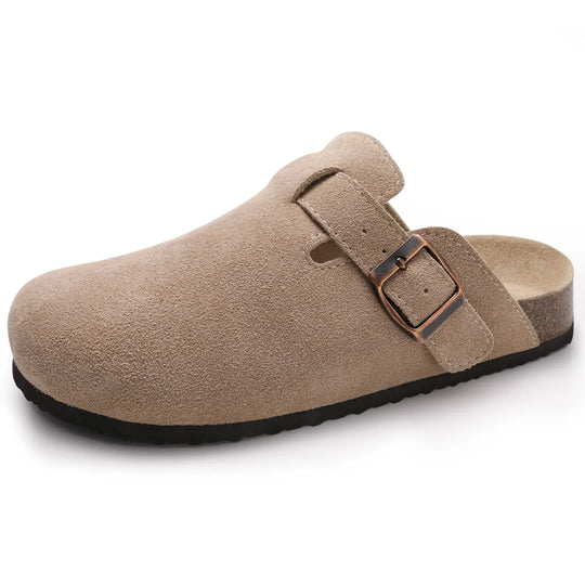 Women's suede sandals with cork sole