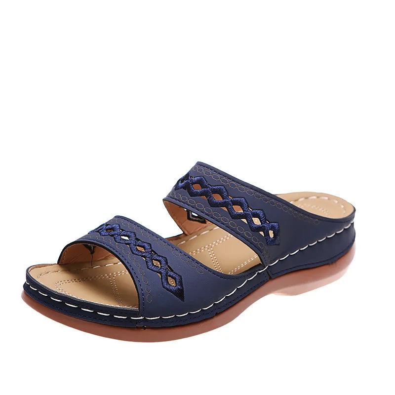 Women's Orthopedic Slip-On Sandals with Embroidery