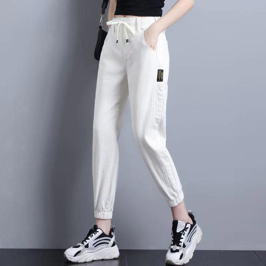 Fashionable Women's Jeans with Tie Belt