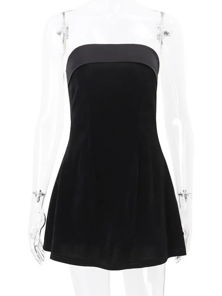 Women's Velvet Strapless Mini Dress