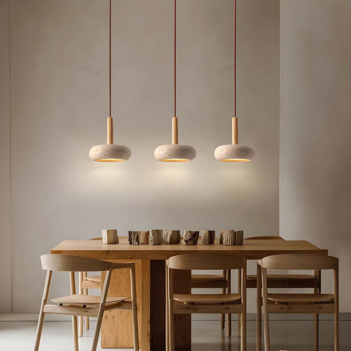 OSHO Stone Pendant Lamp Yellow Travertine Hanging Light | Natural Stone LED Pendant | Neutral & 3-Color Light | Indoor Ceiling Lighting