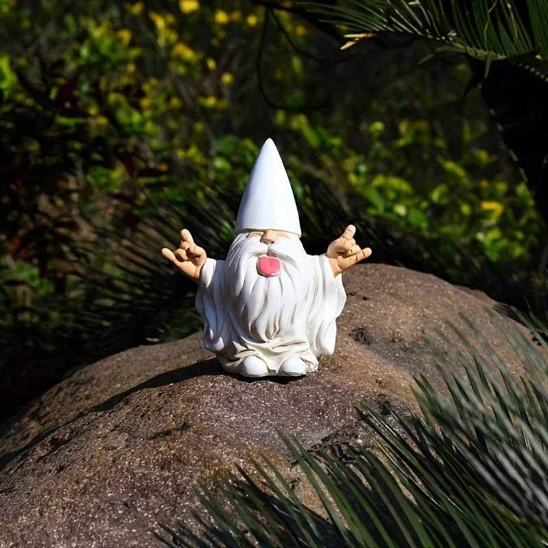 Trollvig Rocka Tuinbeeldje | Rocker Sculptuur met Elektrische Gitaar | Weerbestendig Hars | Buitendecoratie Accent | Tuin Terras Balkon