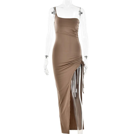 Women's Maxi Dress One Shoulder with Asymmetrical Splits