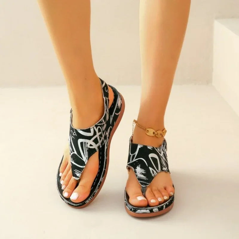 Women's Orthopedic Sandals with Flower Pattern