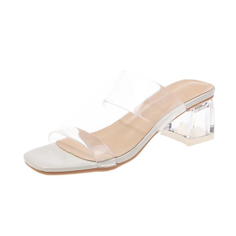 Transparent sandals with heel