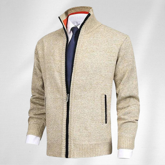 Men's Zipper Cardigan with High Collar | Ideal for Fall and Winter