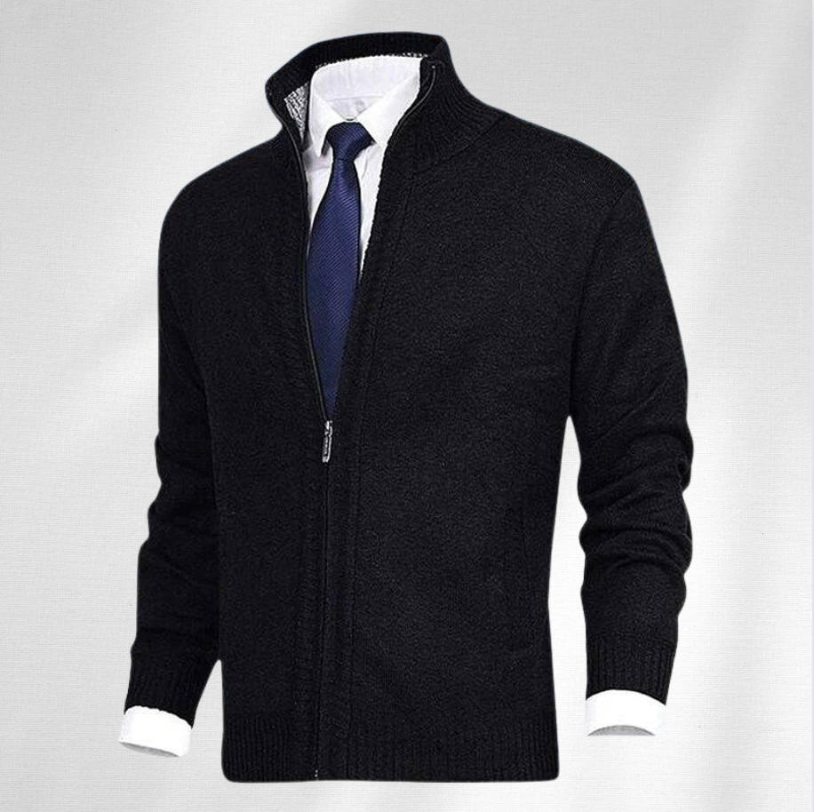 Men's Zipper Cardigan with High Collar | Ideal for Fall and Winter