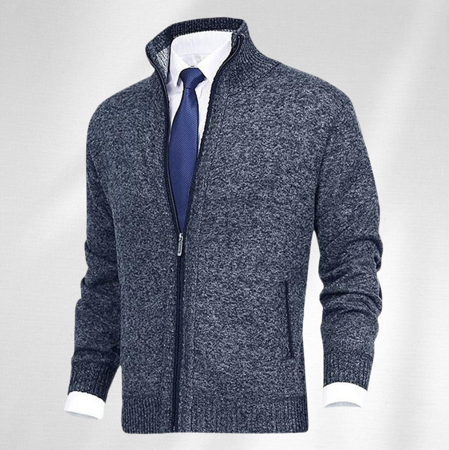 Men's Zipper Cardigan with High Collar | Ideal for Fall and Winter