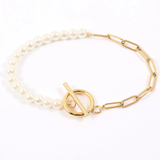 Amanda - Elegant Pearl Accents Women's Jewelry Set