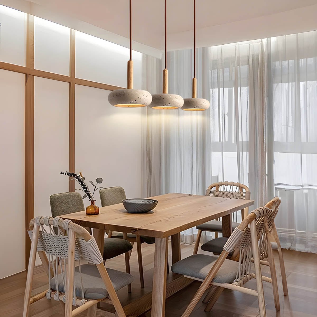 Wabi Sabi Hanging Pendant Lamp Natural Travertine Stone Light | Minimalist Organic Ceiling Lighting | LED Included