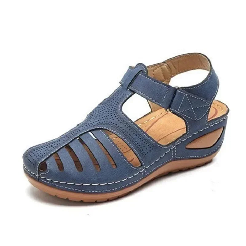 Women's orthopedic sandals with perforated leather