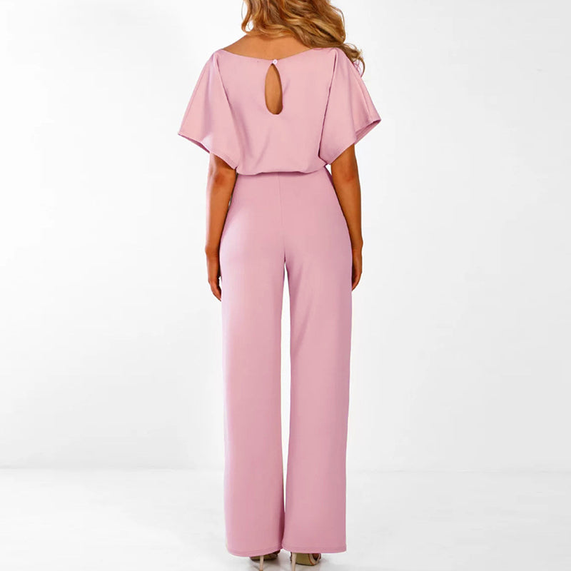 Women's Elegant Jumpsuit with Wide Legs and Belt