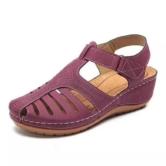 Women's orthopedic sandals with perforated leather