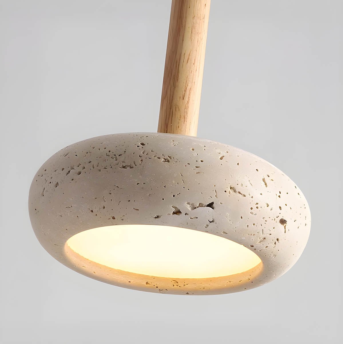 OSHO Stone Pendant Lamp Yellow Travertine Hanging Light | Natural Stone LED Pendant | Neutral & 3-Color Light | Indoor Ceiling Lighting