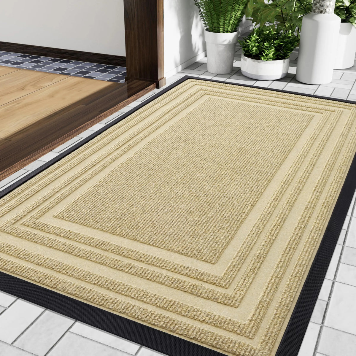Aurelius Low Profile Door Mat | Non-Slip Natural Rubber Entrance Mat | Heavy-Duty Indoor & Outdoor Doormat