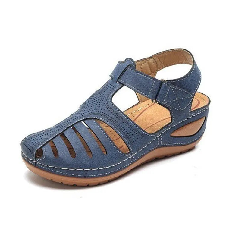 Women's orthopedic sandals with perforated leather