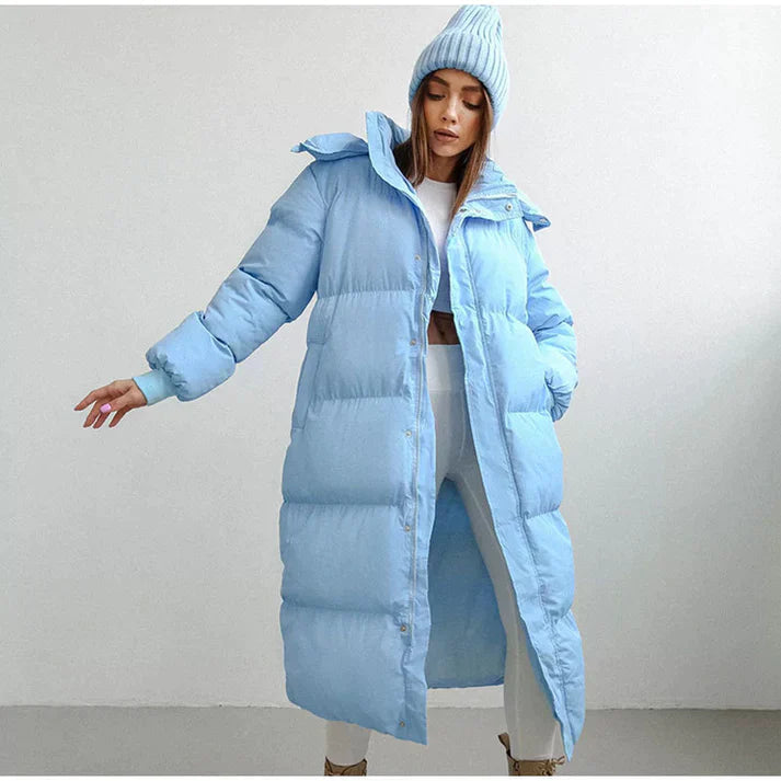 Long puffer jacket for women