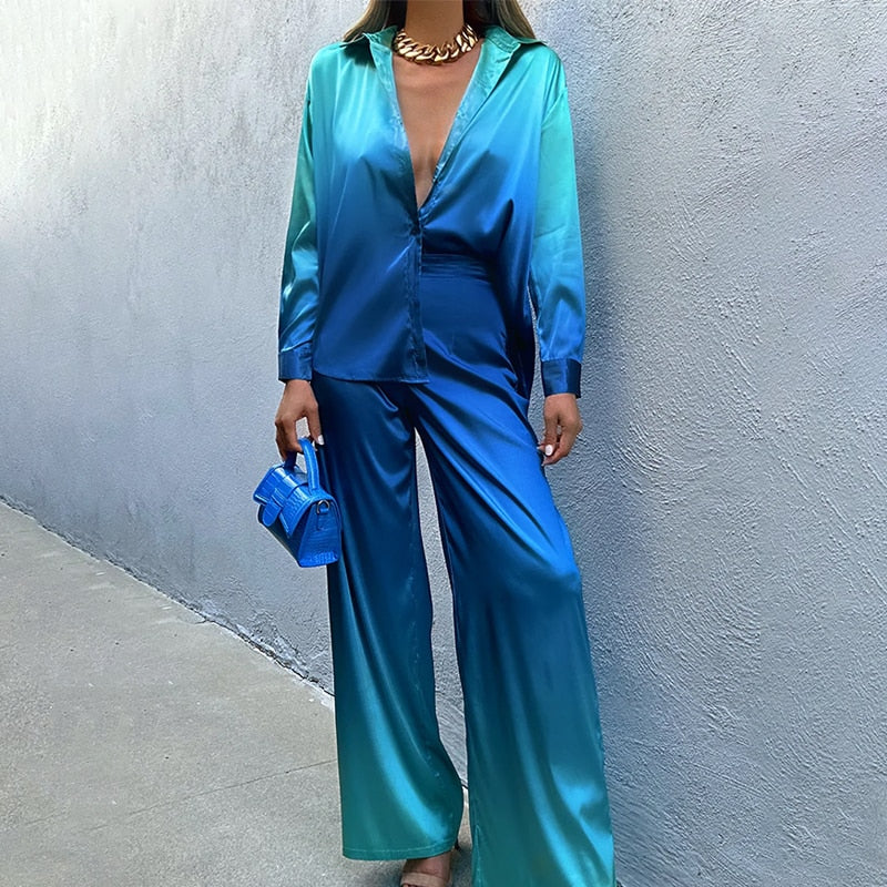 Brielle | Chic Set | 2-piece | Long Sleeve Blouse | Flared Pants | Fashionable | Comfortable