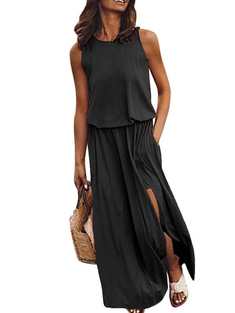 Summer maxi dress without sleeves