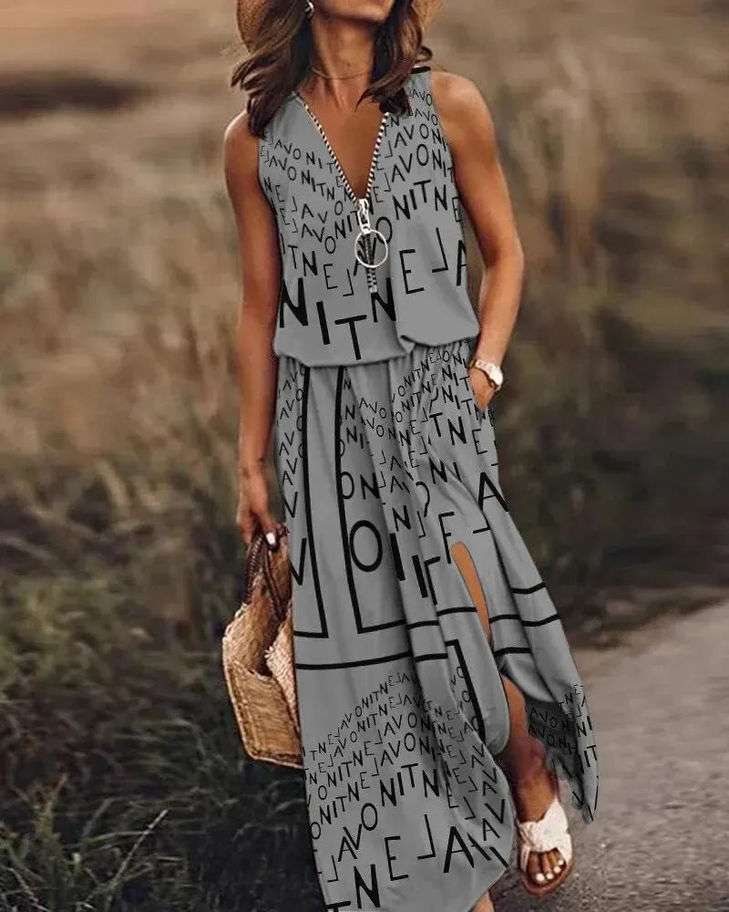Airy Summer Maxi Dress without Sleeves