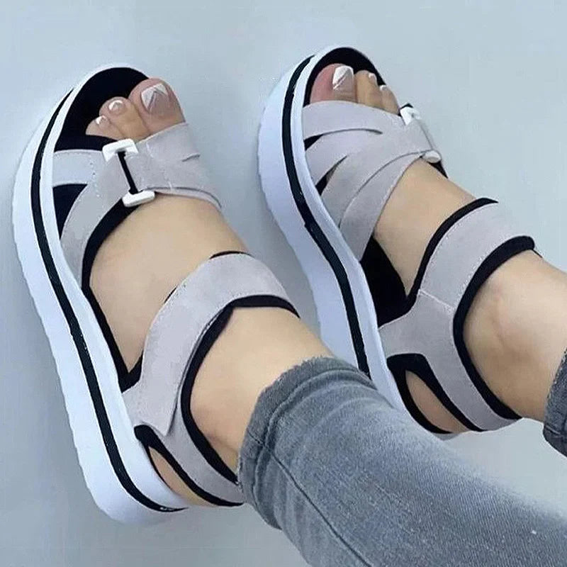 Women's Platform Sandals with Crossing Straps