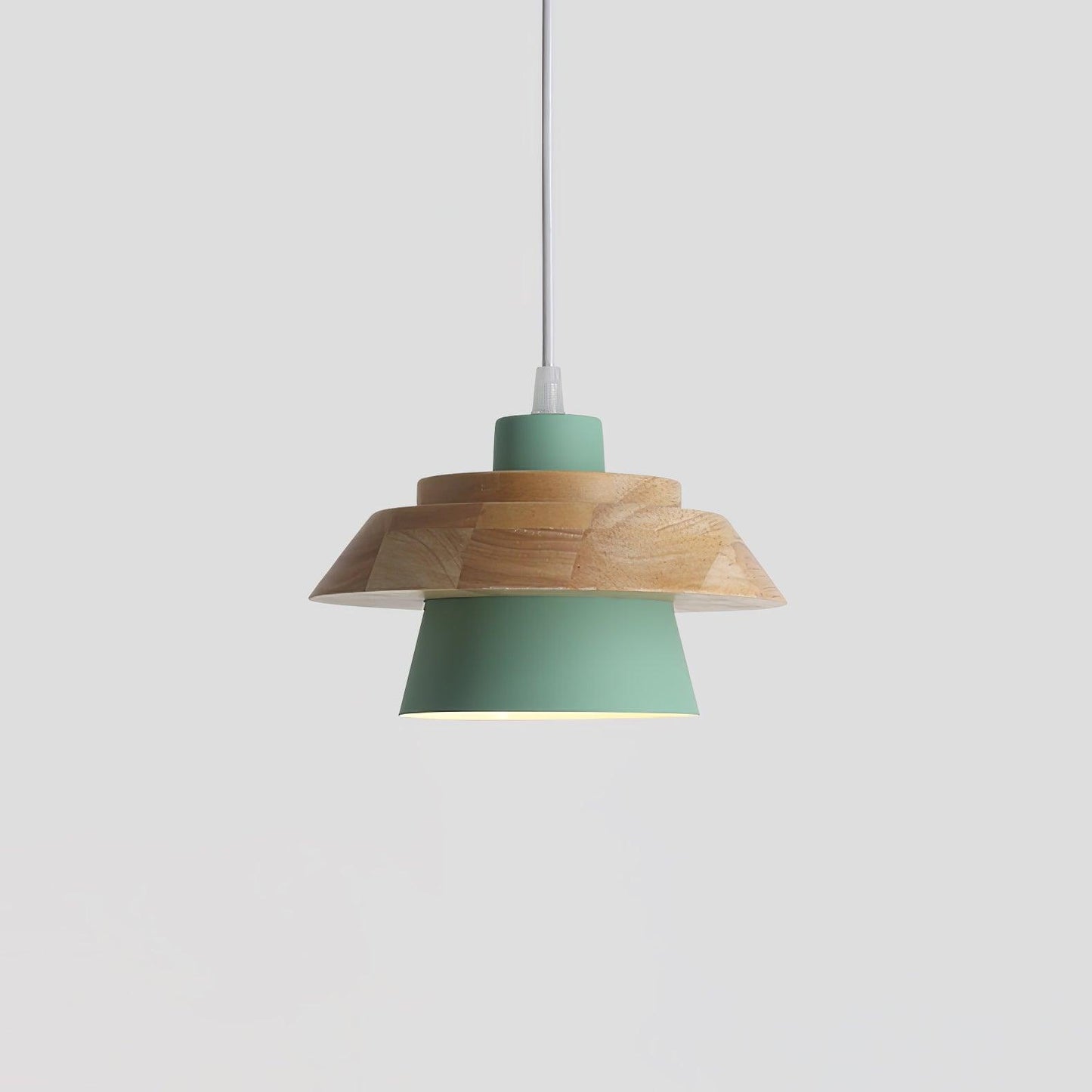 Stone Wood Pendant Lamp Natural Hanging Ceiling Light | E26/E27 Socket | Metal & Wood Design | 150cm Adjustable Cable