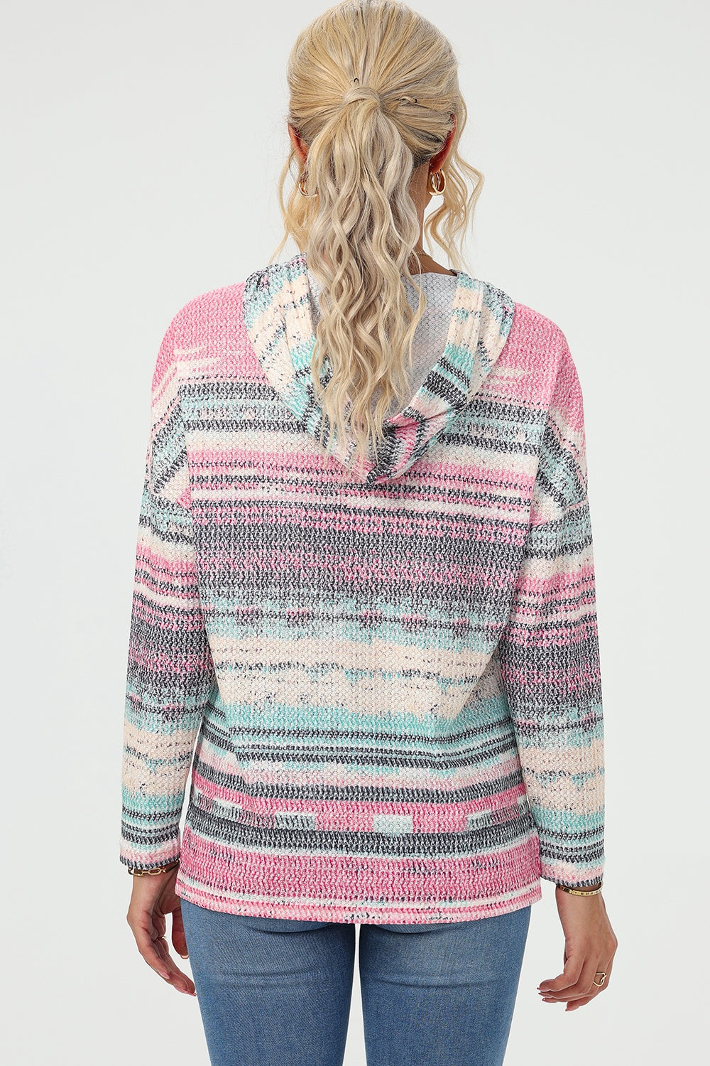 Striped Hoodie with Drawstring and Long Sleeves | Comfortable Casual Hoodie