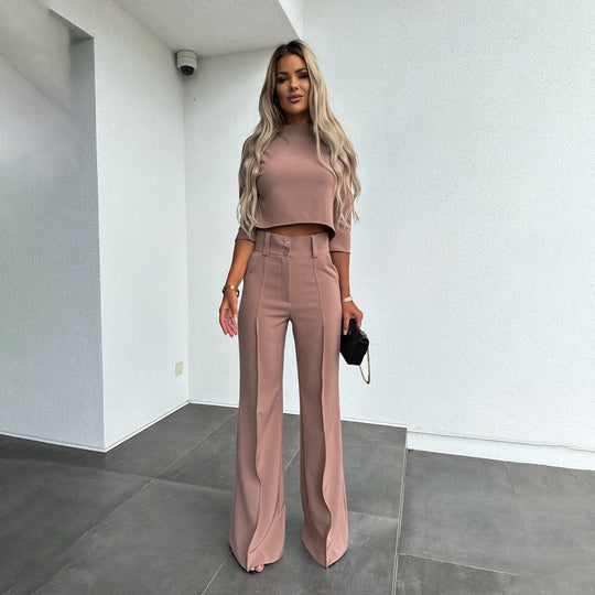 Alma | Matching Set | 2-Piece | Crop Top | Loose Pants | Fashionable | Comfortable
