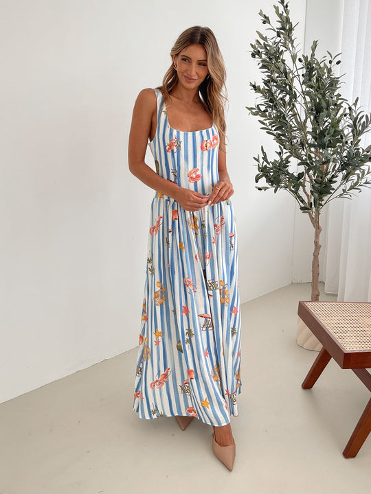 Dames | Uhura Jurk | Mouwloos | Vierkante Halslijn | Vloeiende Rok | Maxi Lengte