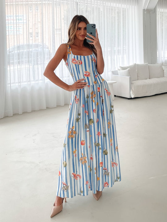 Dames | Uhura Jurk | Mouwloos | Vierkante Halslijn | Vloeiende Rok | Maxi Lengte