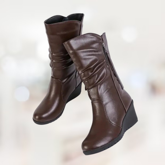 Heidi-Mode – Mid-Length Winter Wedge Boots for Women