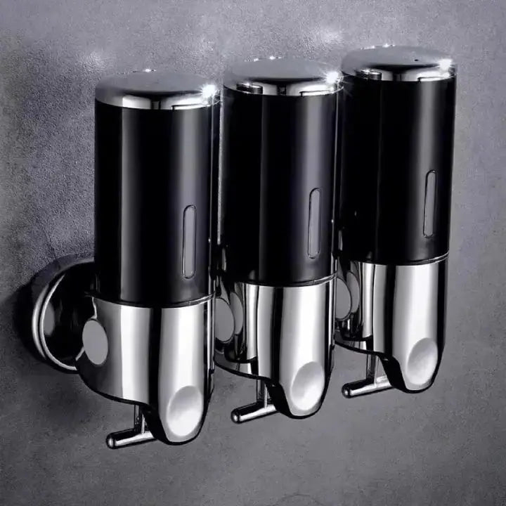 Wall-Mounted Soap Dispenser | Dish Soap Dispenser Set | Black, Silver & Transparent | SoapFlow