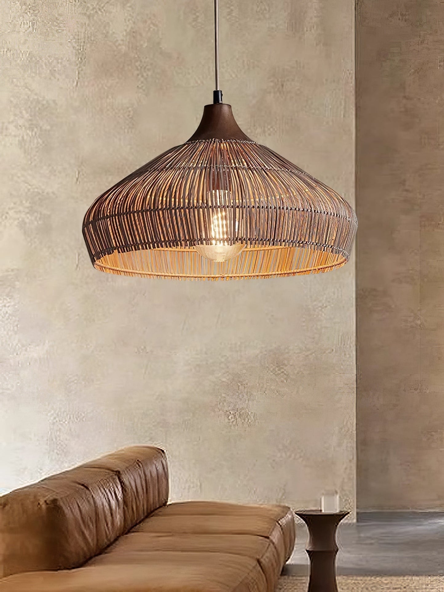 Rattan Hanging Pendant Lamp Boho Ceiling Light Woven Natural Shade | E26 E27 Compatible | Dining Table Living Room Decor Lighting
