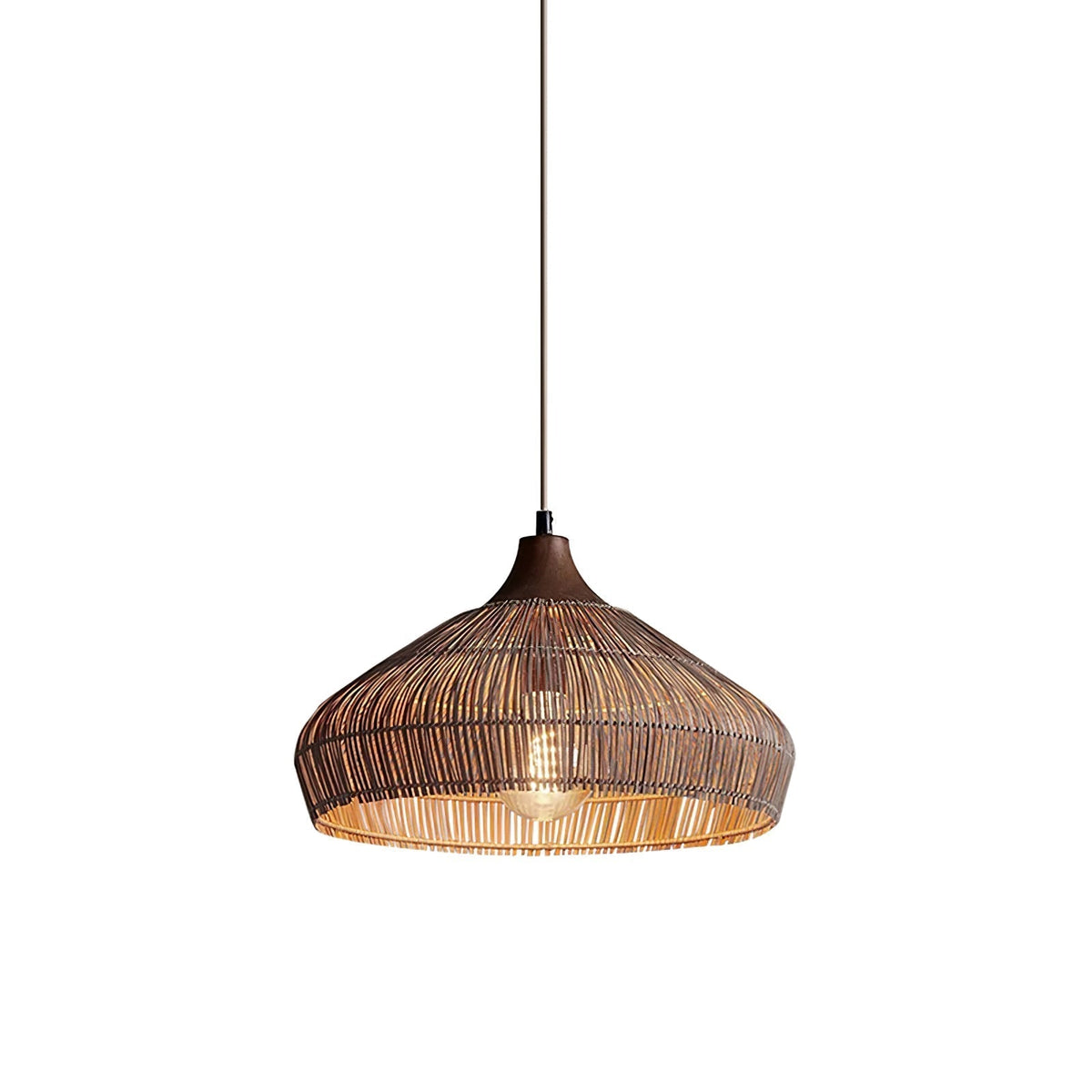 Rattan Hanging Pendant Lamp Boho Ceiling Light Woven Natural Shade | E26 E27 Compatible | Dining Table Living Room Decor Lighting
