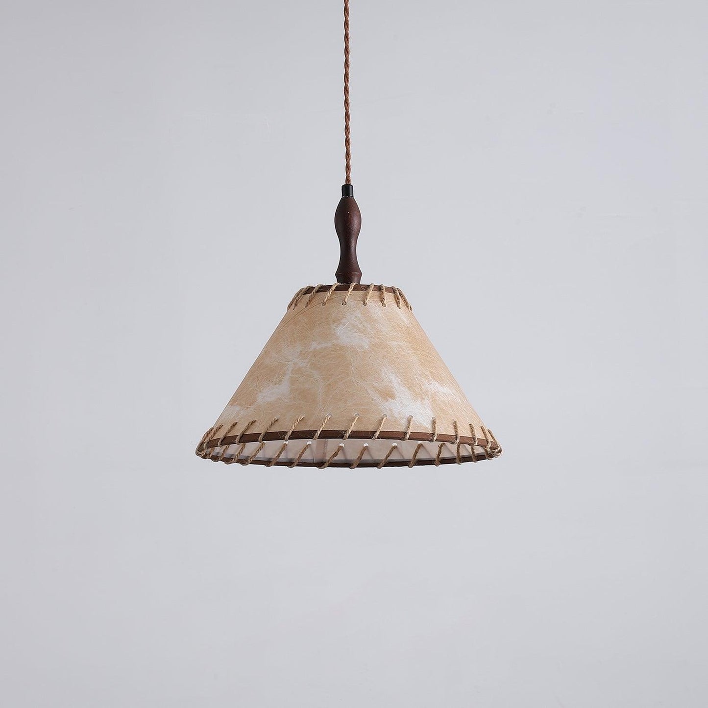 Wood and Fabric Pendant Lamp Scandinavian Natural Hanging Light | Soft Diffused Lighting | E26 E27 Compatible | Dining Living Room Ceiling Light
