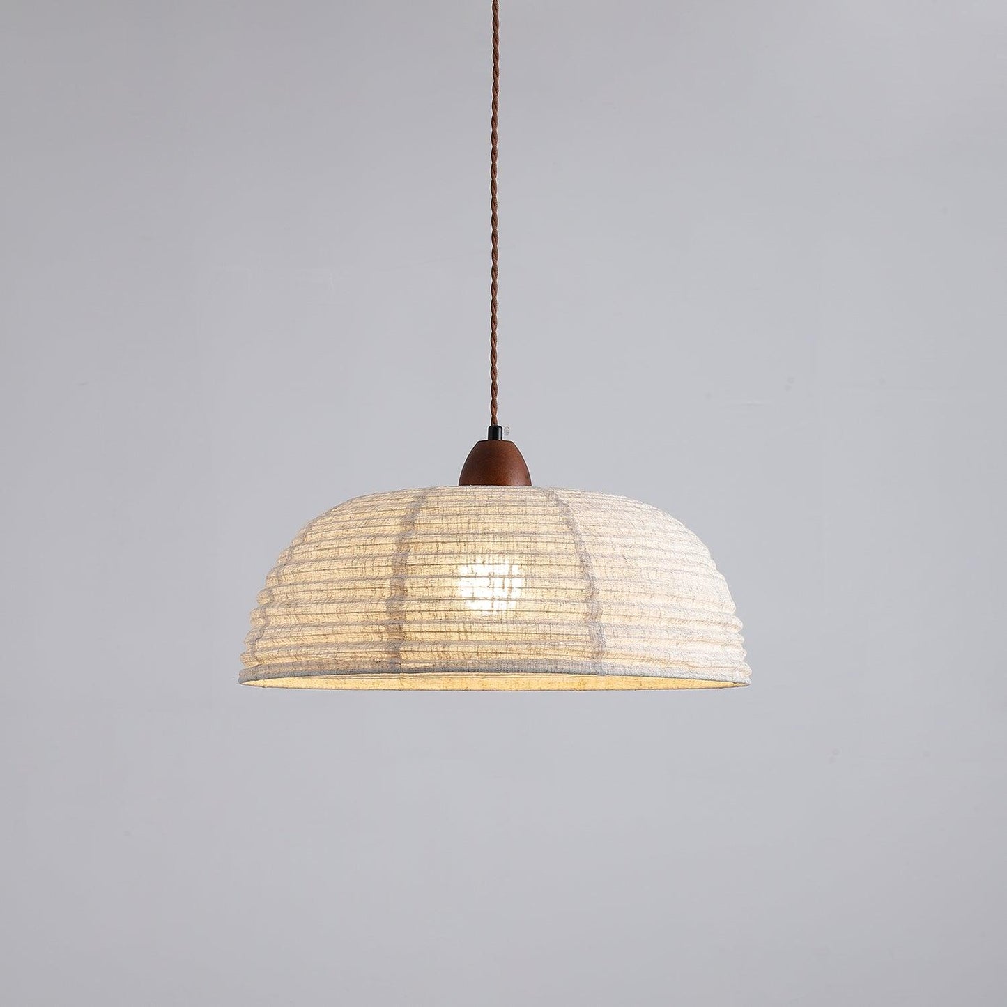 Wood and Fabric Pendant Lamp Scandinavian Natural Hanging Light | Soft Diffused Lighting | E26 E27 Compatible | Dining Living Room Ceiling Light