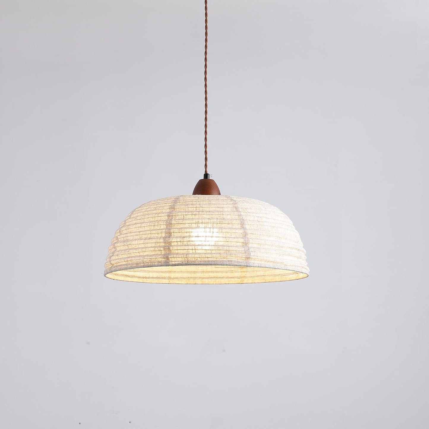 Wood and Fabric Pendant Lamp Scandinavian Natural Hanging Light | Soft Diffused Lighting | E26 E27 Compatible | Dining Living Room Ceiling Light