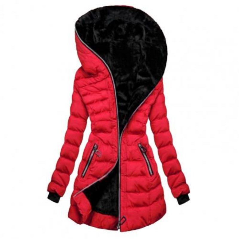 Women's Lined Long Zip Hoodie Jacket | Warm