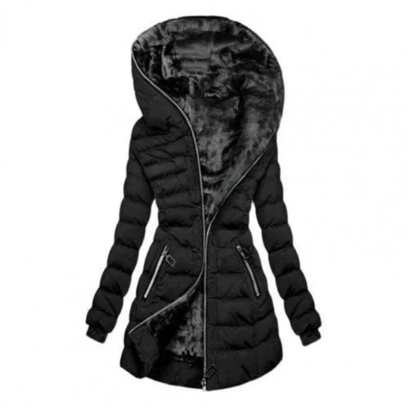 Women's Lined Long Zip Hoodie Jacket | Warm