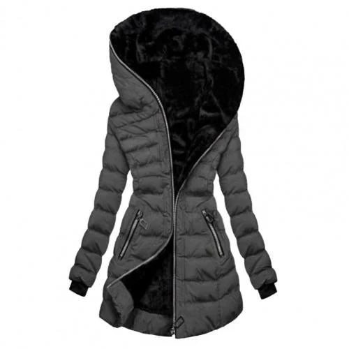 Women's Lined Long Zip Hoodie Jacket | Warm