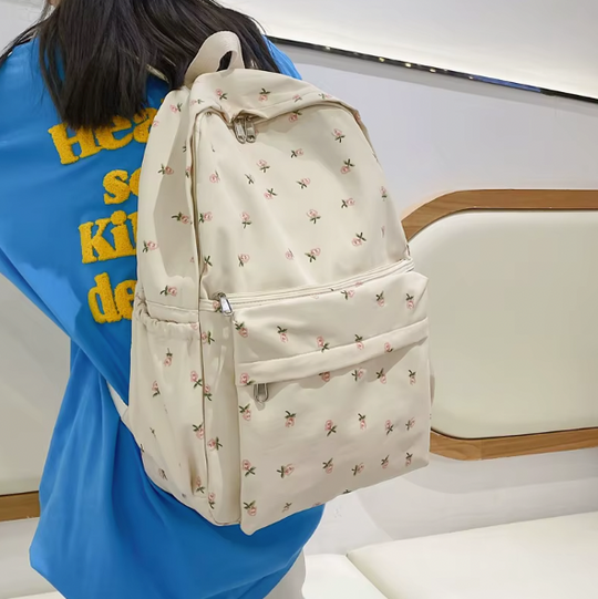 Waterproof school backpack with subtle pattern